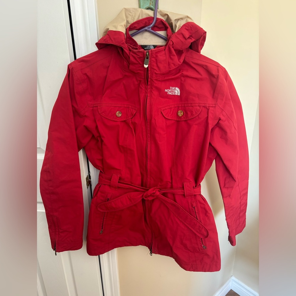 The North Face Red Women's Hooded Anorak with Waist Tie